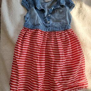 Old Navy Denim Top & Striped Skirt Dress, Sz 4T